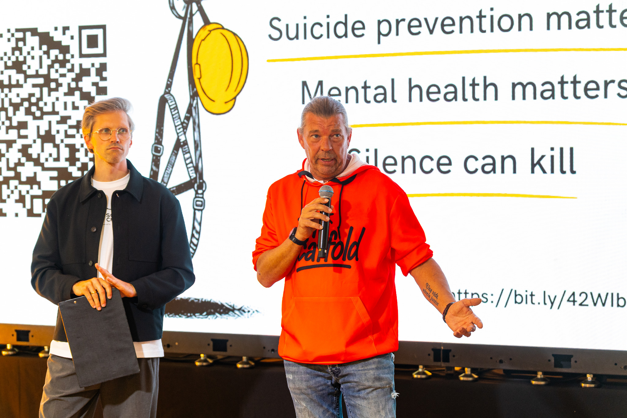 Speaker presenting a mental health message